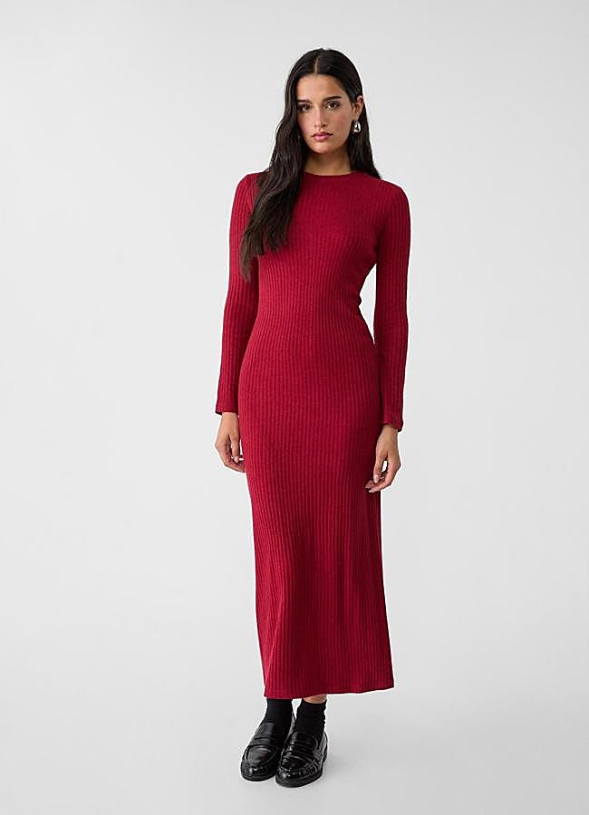 Imagen - Vestido de punto canalé rojo