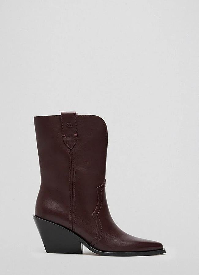 Imagen - Botines cowboy de piel burdeos