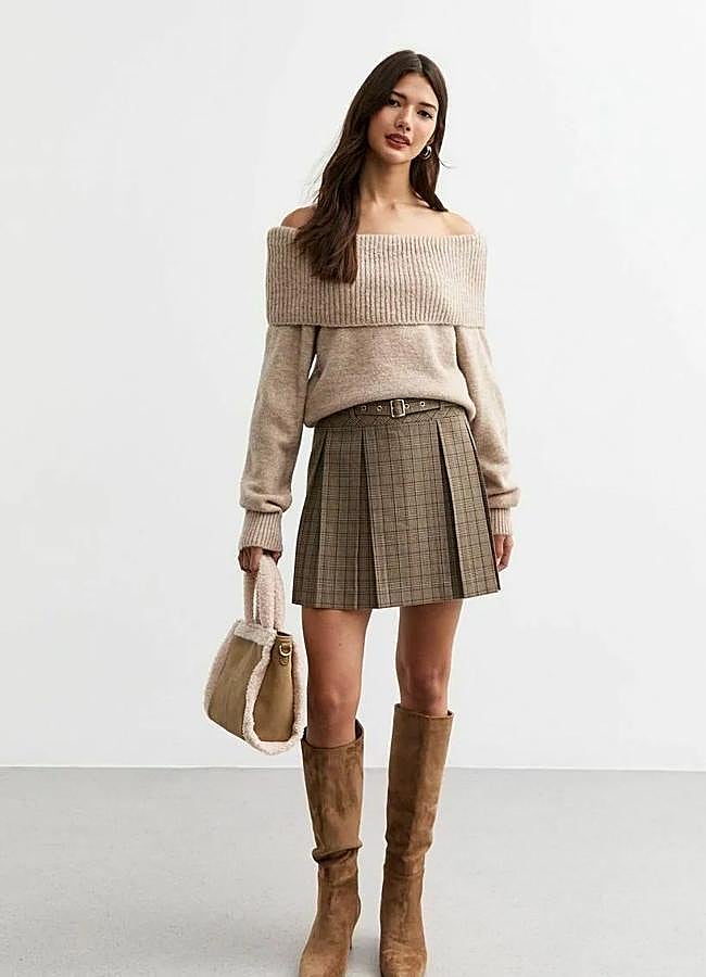 Imagen - Falda corta de cuadros con tablas