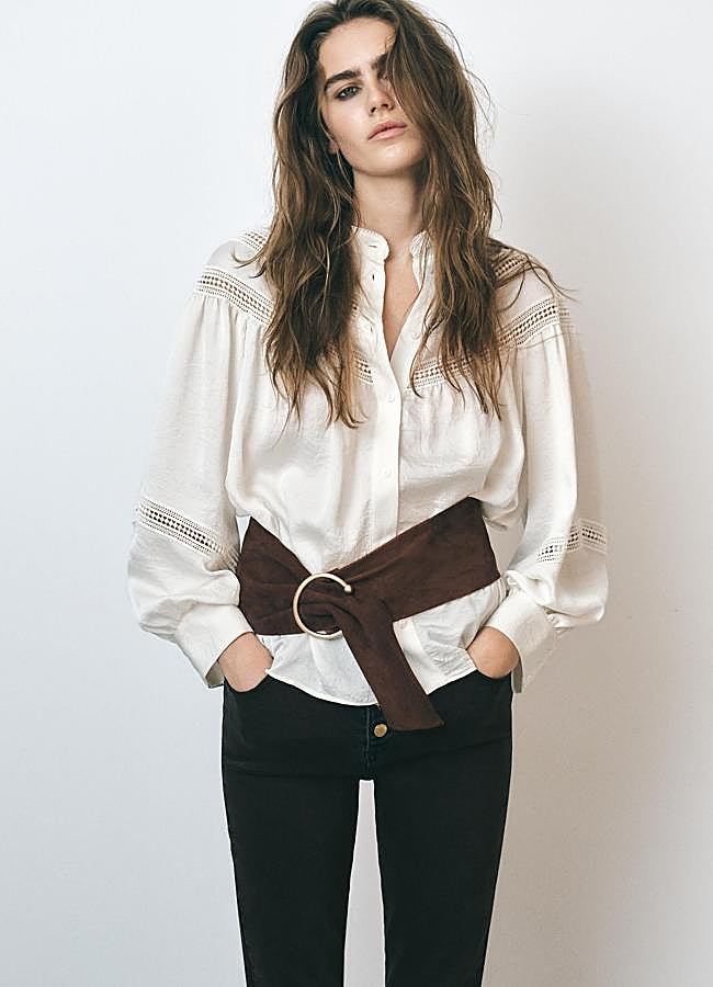 Imagen - Blusa blancha estilo boho chic con entredós
