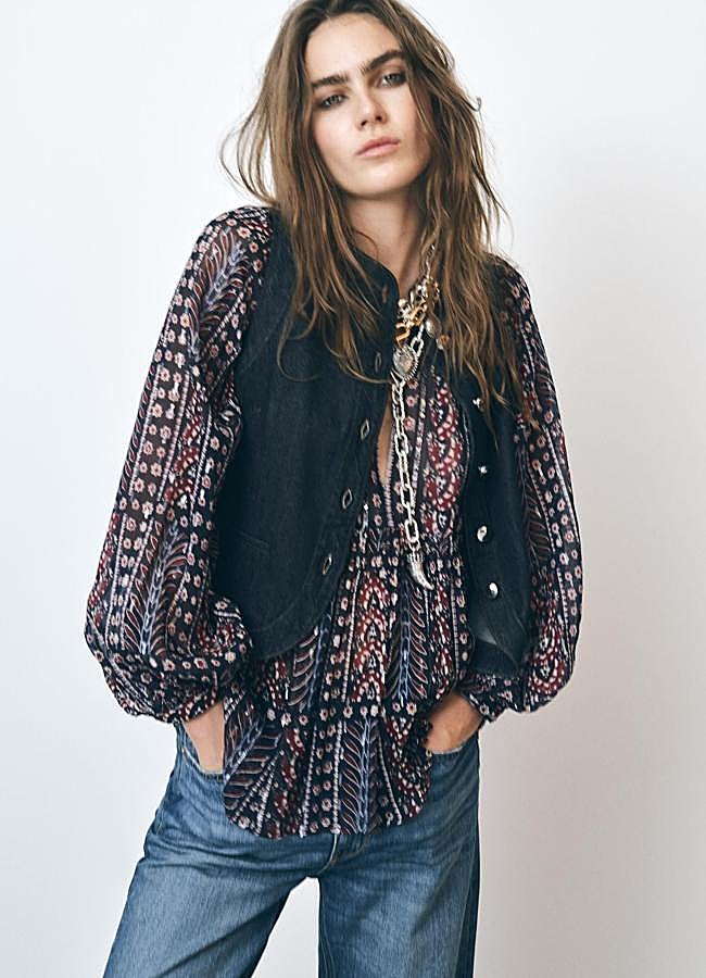 Imagen - Blusa boho chic estampada con hilo metalizado