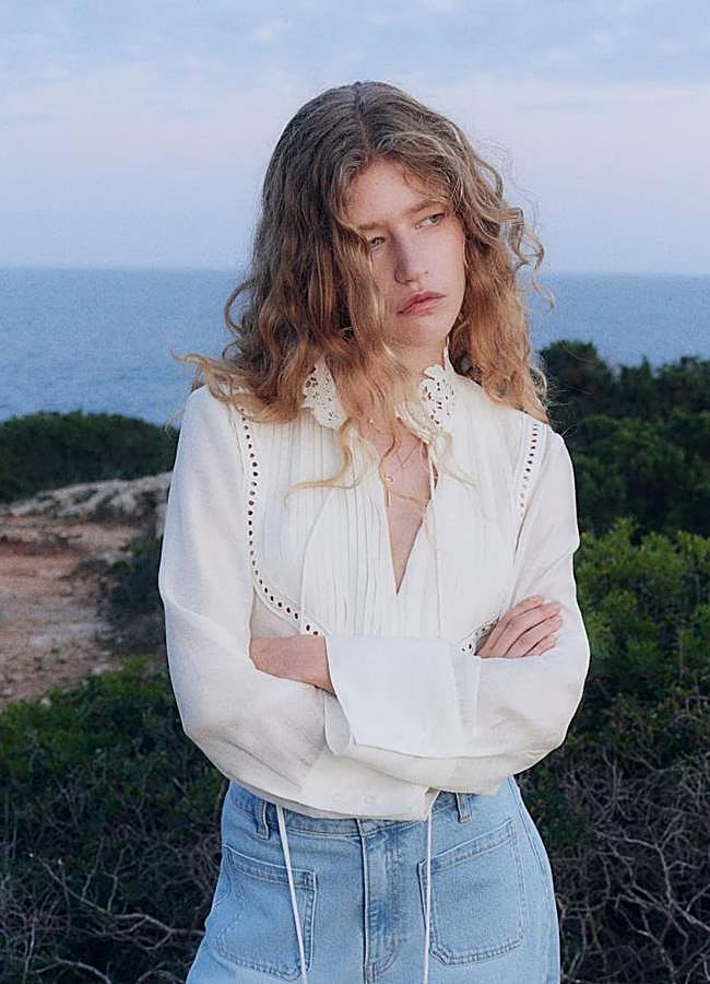 Imagen - Blusa blanca romántica con encaje