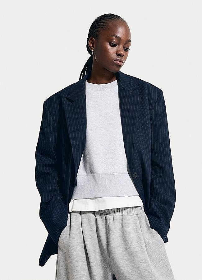 Imagen - Americana de raya diplomática azul marino