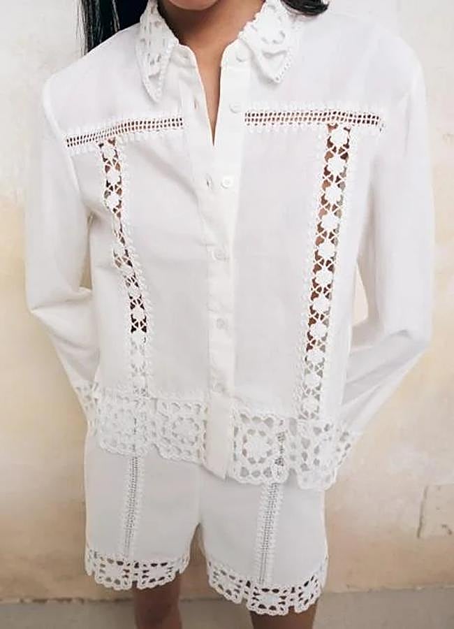 Imagen - Conjunto en blanco con detalle de crochet de Zara en 2022. Foto: Zara.