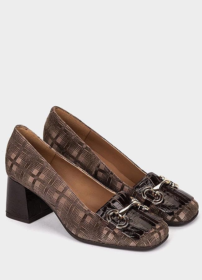 Imagen - Mocasines de tacón con estampado de cuadros