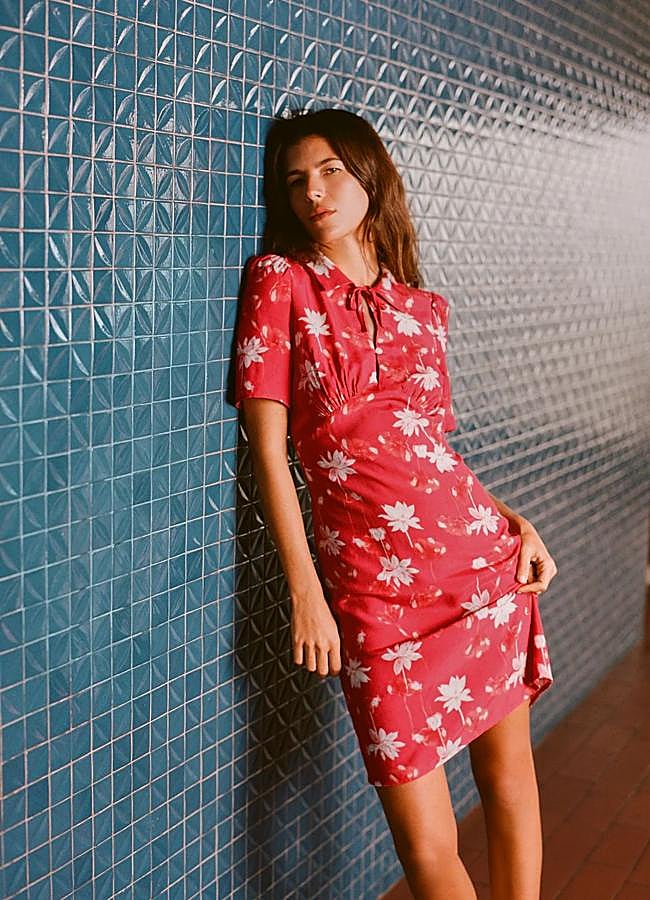 Imagen - Vestido midi con estampado floral y lazo en el cuello