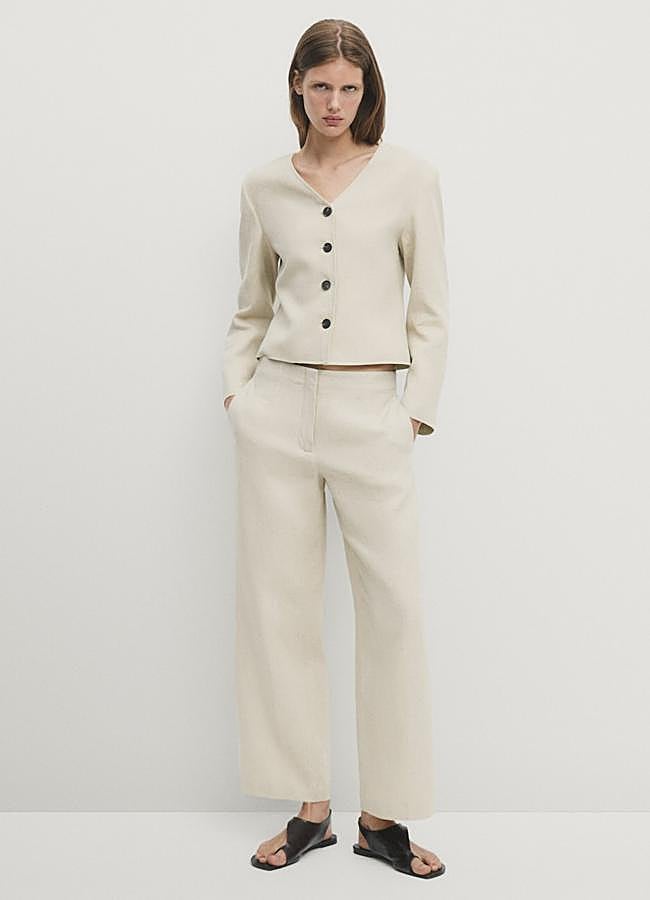 Imagen - Pantalón cropped 100% lino de Massimo Dutti (35,95€)