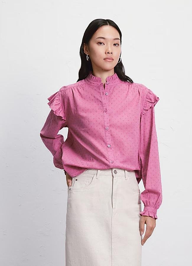 Imagen - Blusa de volantes en plumeti rosa