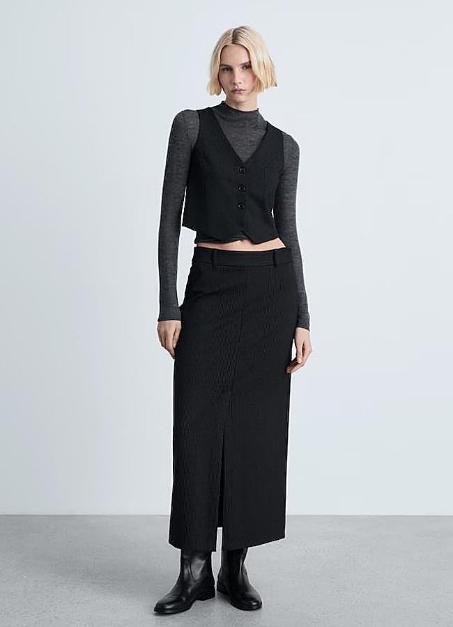 Imagen - Falda midi lápiz con raya diplomática