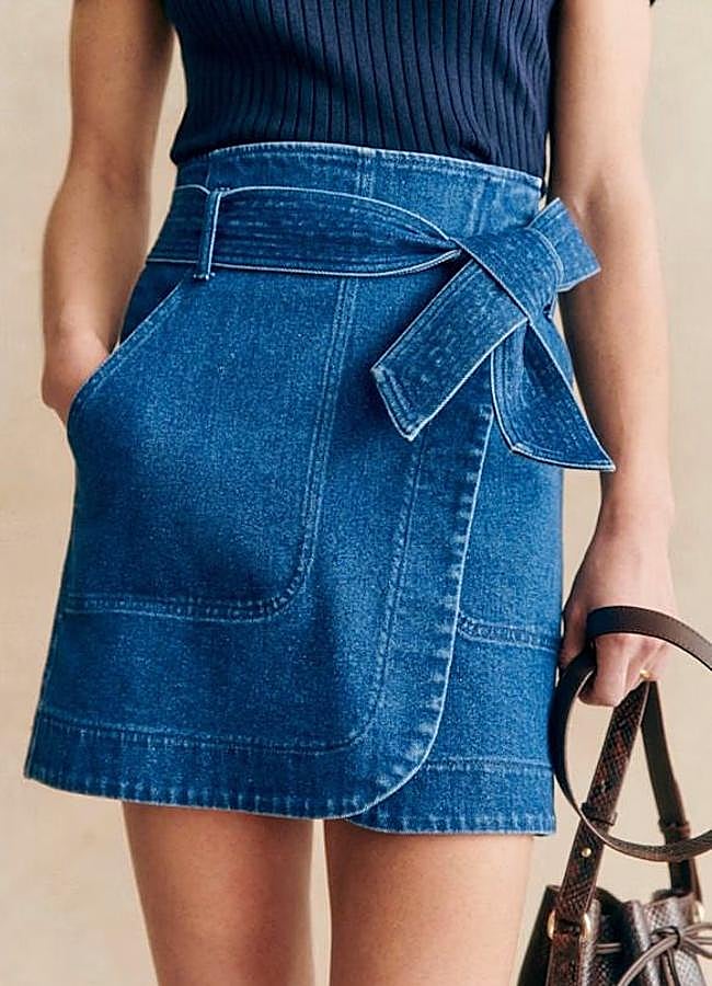 Imagen - Falda corta vaquera cruzada con lazada