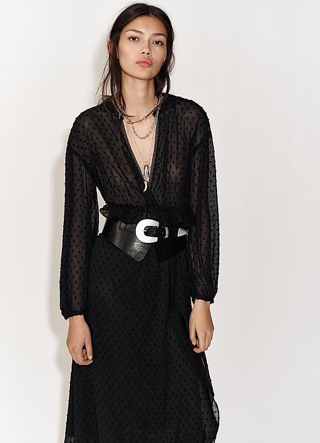 Imagen - Vestido midi de plumeti negro