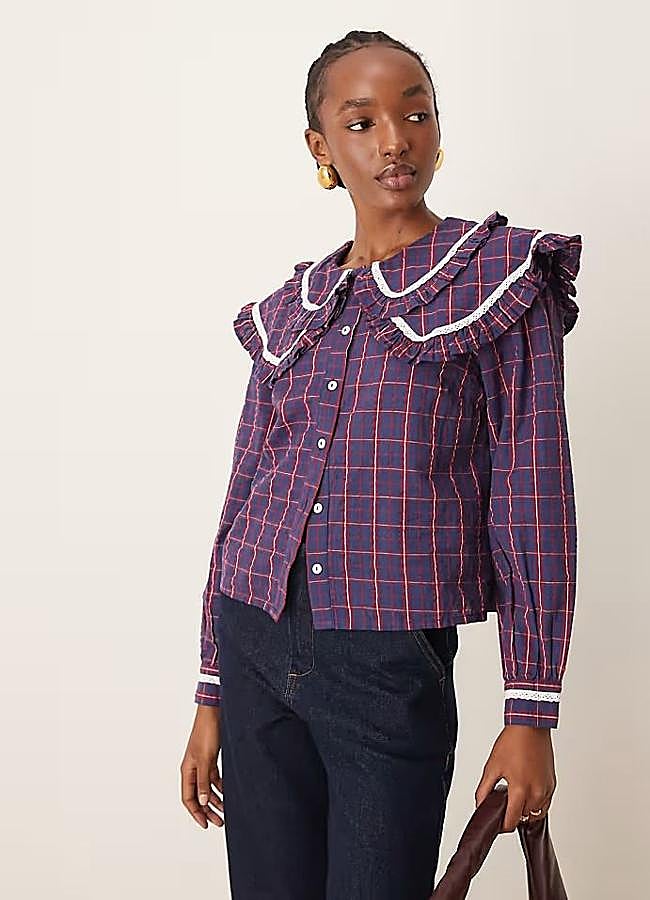 Imagen - Camisa de cuadros con cuello bobo