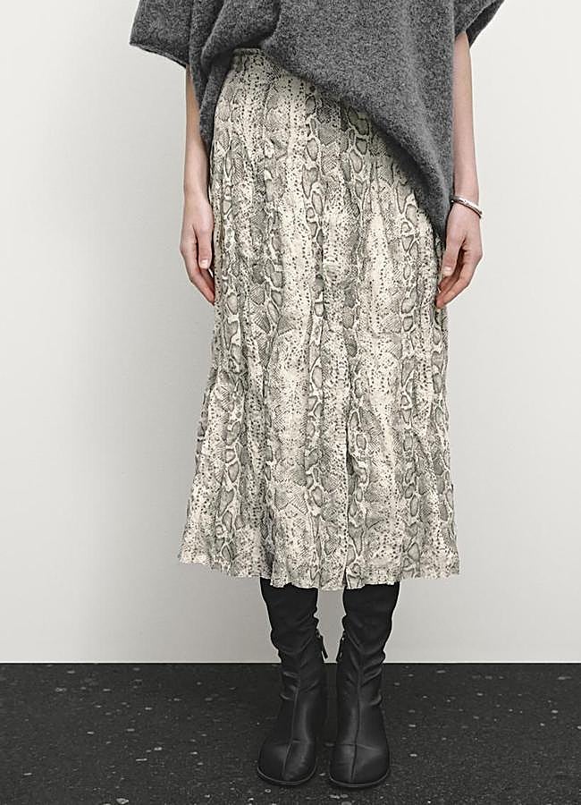 Imagen - Falda midi con animal print de serpiente