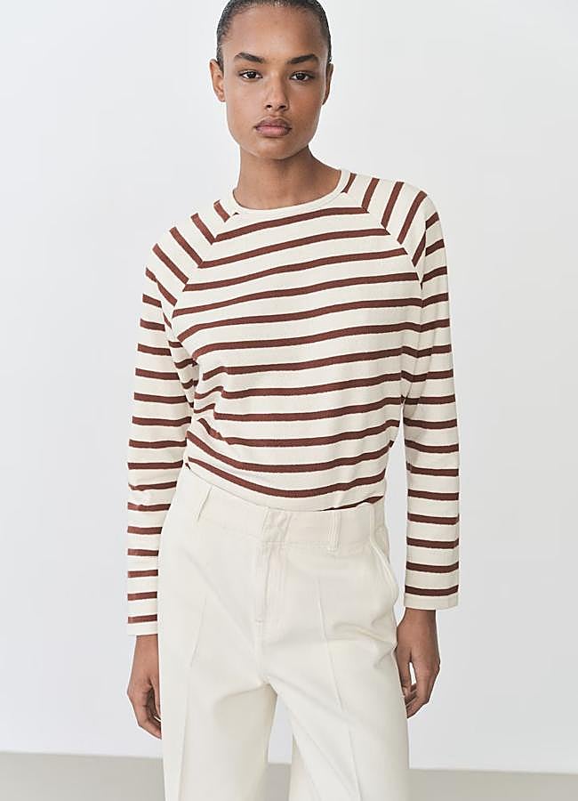 Imagen - Jersey de rayas marrón de Mango, 27,99 euros.