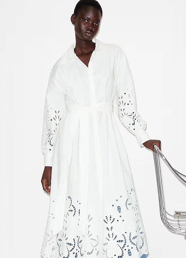 Imagen - Vestido blanco camisero bordado