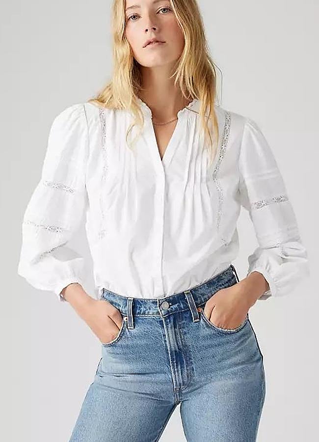 Imagen - Camisa blanca romántica con mangas abullonadas