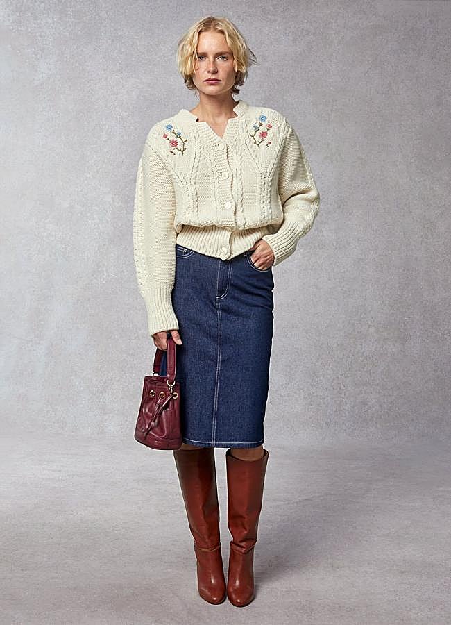 Imagen - Cárdigan bordado de punto trenzado