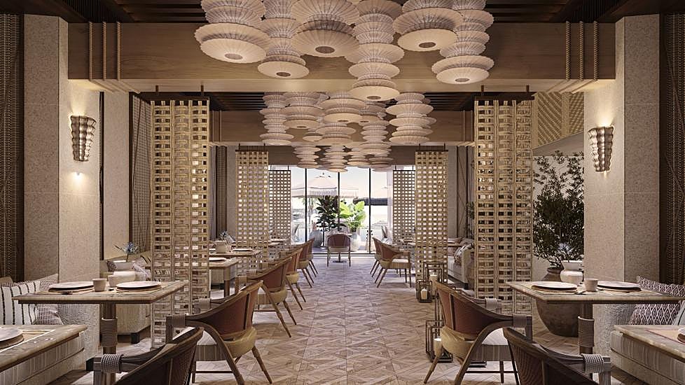 Interior del restaurante Lumbre, en el BLESS Hotel Ibiza.
