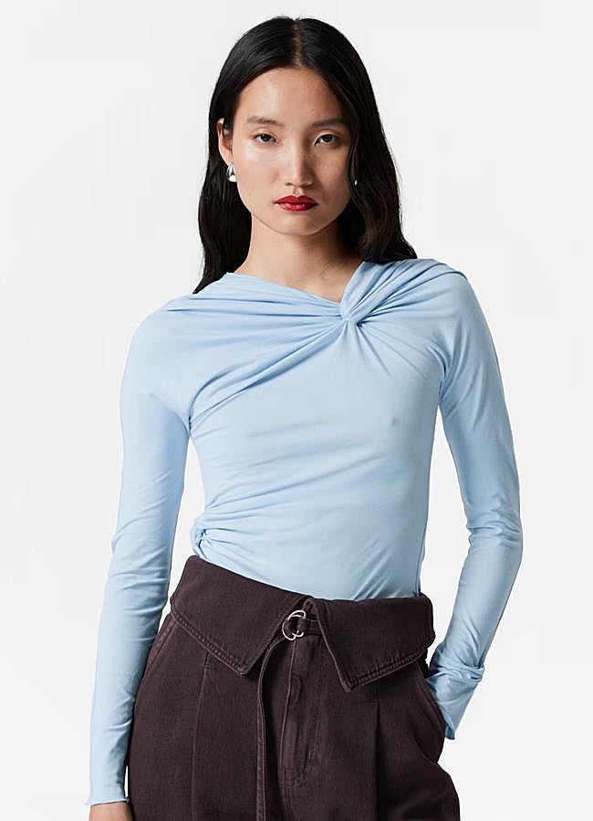 Imagen - Top con drapeado azul bebé