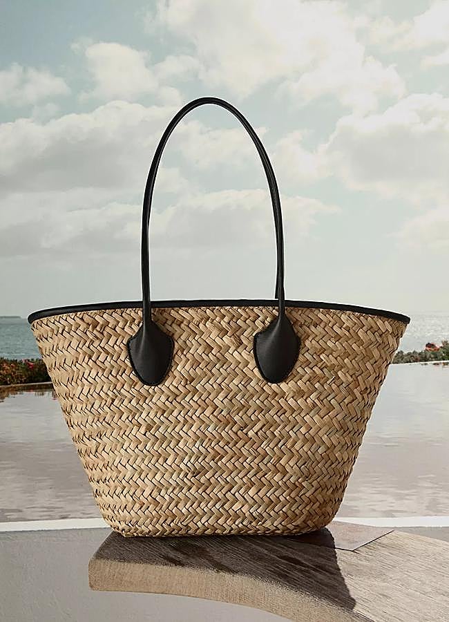 Imagen - Capazo de yute natural con asas en negro de Lefties.