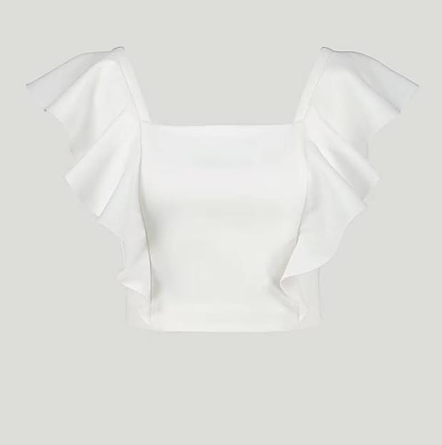 Top de mujer volante escote cuadrado (39,99€ en El Corte inglés)
