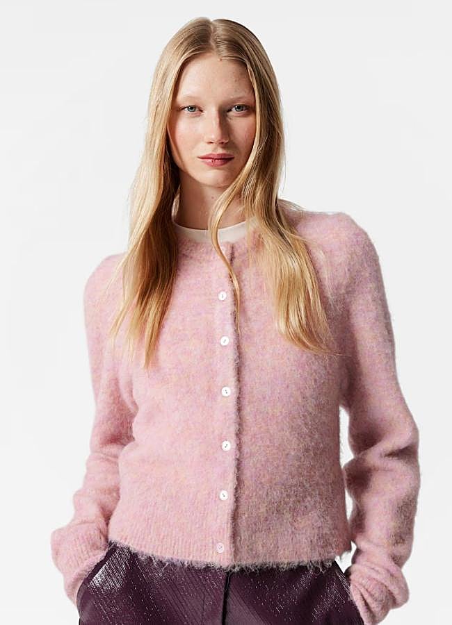 Imagen - Cárdigan de punto suave rosa pastel