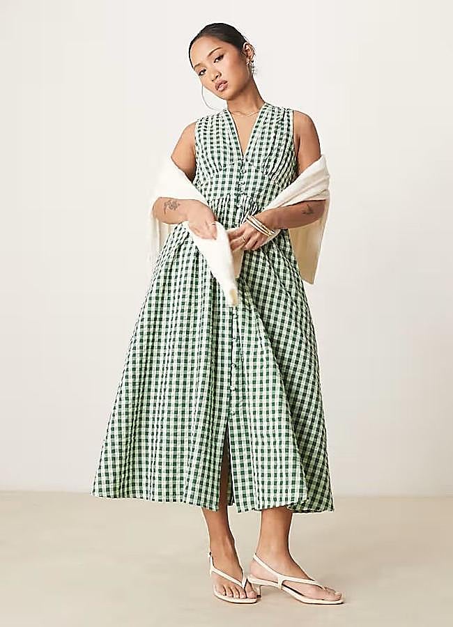 Imagen - Vestido de vichy verde con manga sisa