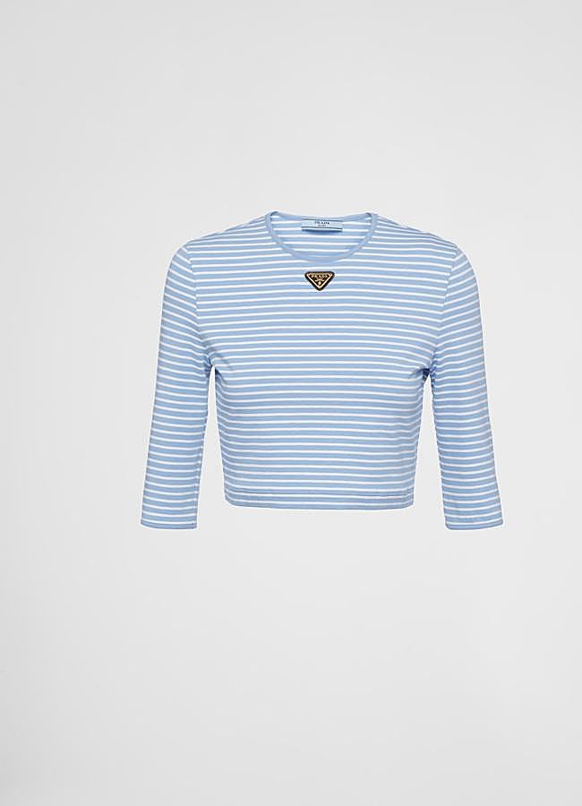 Imagen - Jersey de rayas en versión crop y con rayas en degradado pastel de Prada, 750 euros.