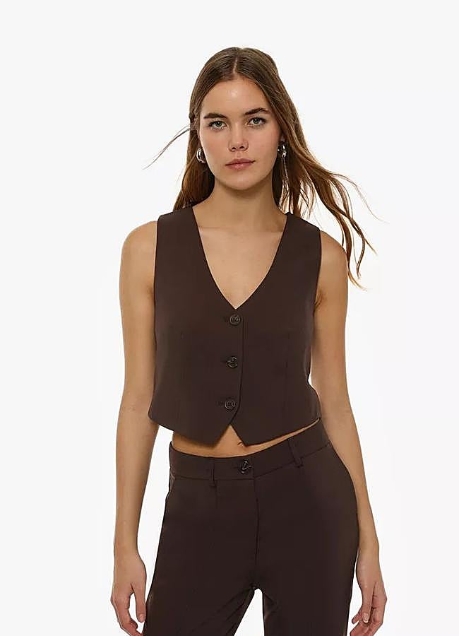 Imagen - Traje marrón con chaleco y pantalones