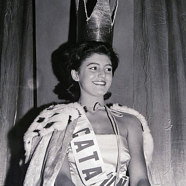Tita Thyssen en 1961, recién elegida Miss Cataluña. 