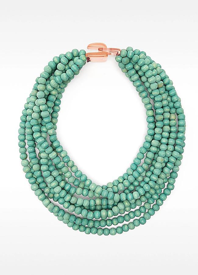 Imagen - Collar corto con cuentas de madera en azul turquesa de Parfois (29,99 euros).