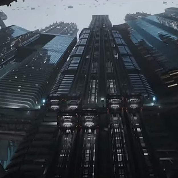 El brutalismo opresivo de los edificios de Coruscant, bajo el control imperial.