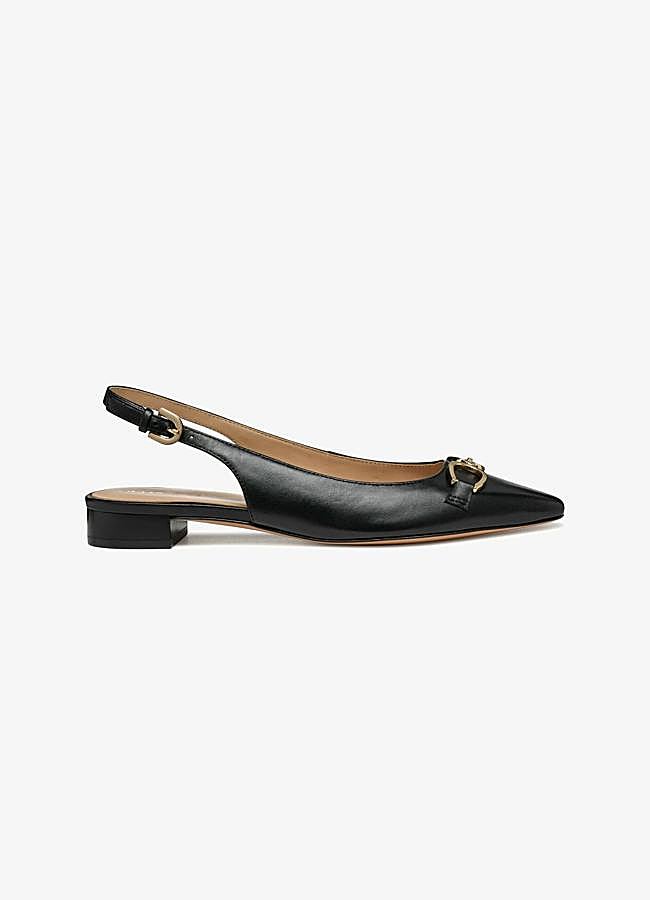 Imagen - Bailarinas slingback negras con broche dorado
