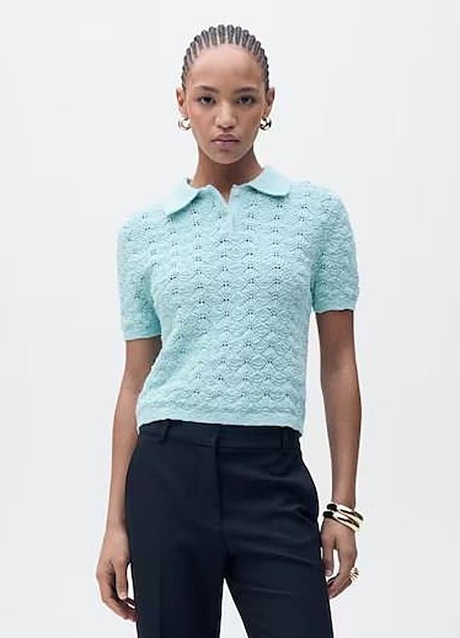 Imagen - Polo de crochet azul claro