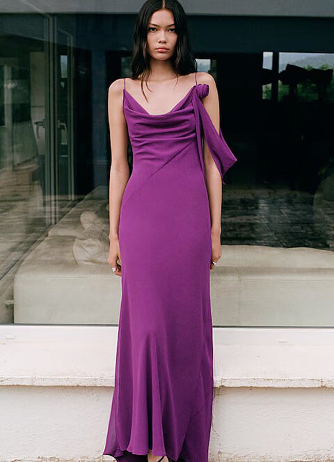 Imagen - Vestido morado con drapeado de Mango.