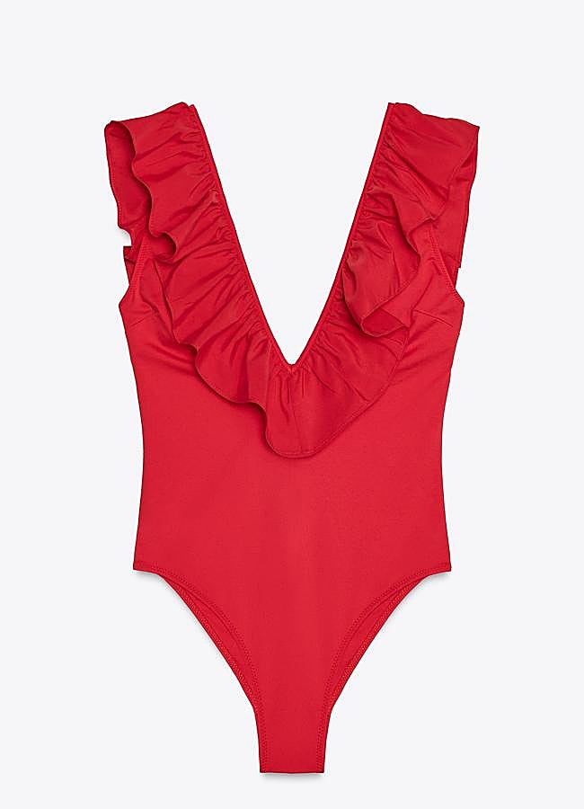 Imagen - Bañador rojo con volantes de Zara.