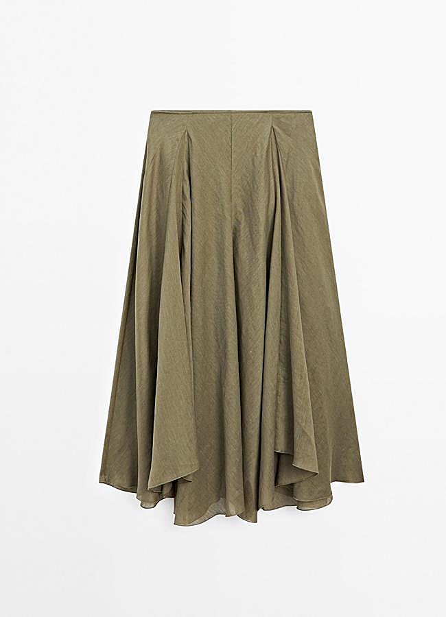 Imagen - Falda fluida con volantes en verde de Massimo Dutti.