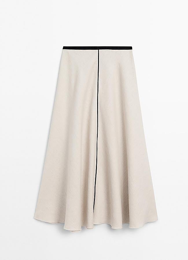 Imagen - Falda midi de lino de Massimo Dutti.