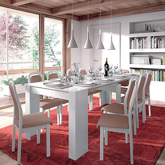 Imagen principal - La mesa extensible de Amazon, disponible en tres acabados, que se transforma en un aparador.