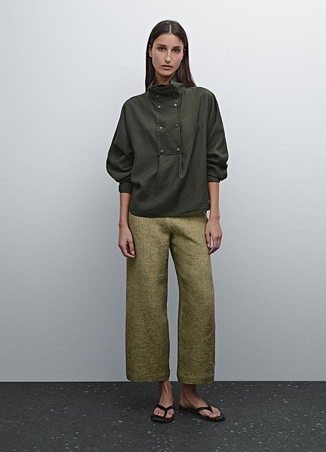 Imagen - Pantalón de lino verde oliva de Massimo Dutti, 49,95 euros.