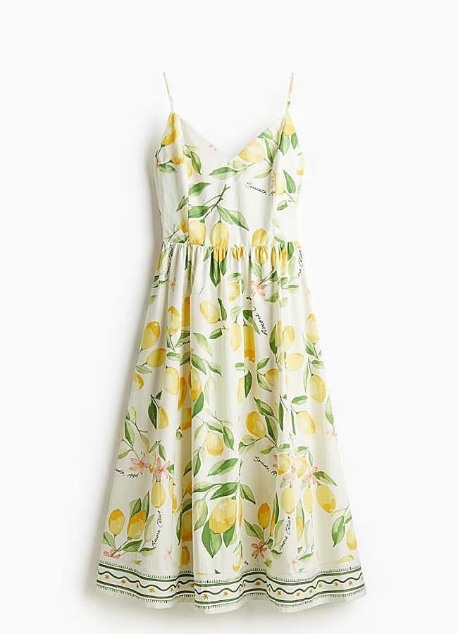 Imagen - Vestido midi con estampado de limones de H&M.
