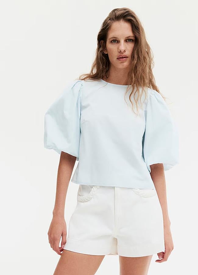 Imagen - Blusa de popelín con mangas abullonadas