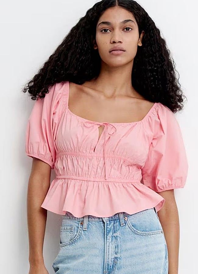 Imagen - Blusa con peplum de mangas abullonadas