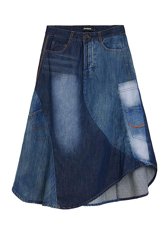 Imagen - Falda denim patchwork de Desigual, 129 euros.