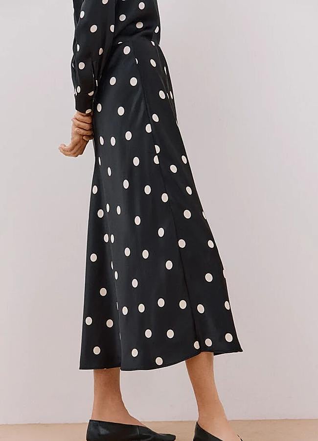 Imagen - Falda de satén con estampado de lunares