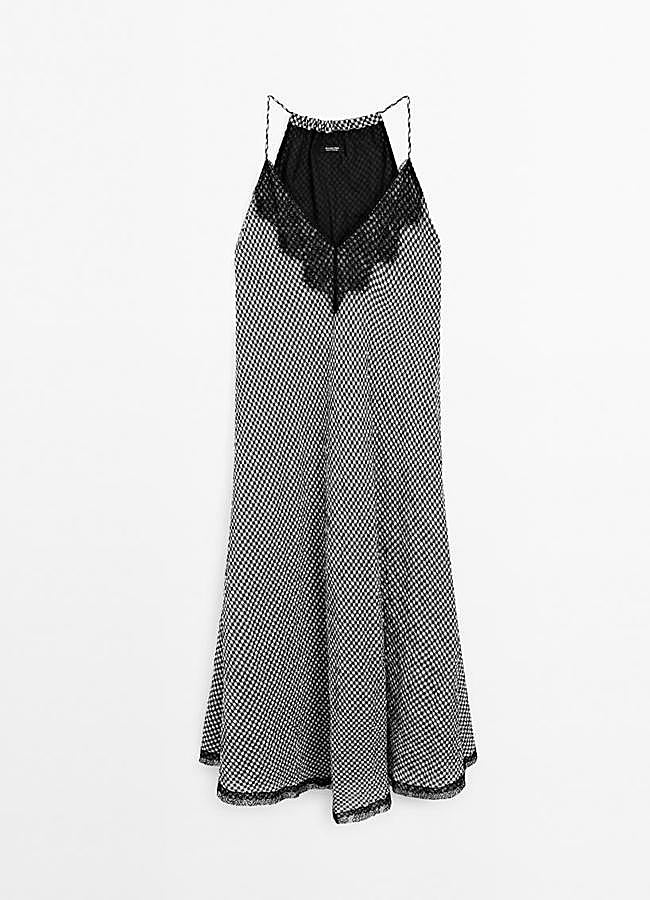 Imagen - Vestido midi encaje cuadro vichy de Massimo Dutti (99,95€)