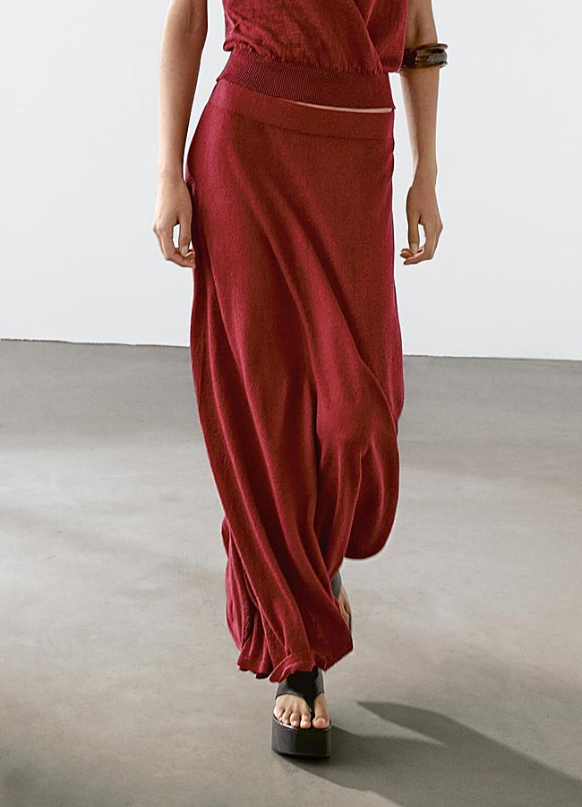 Imagen - Falda larga roja Massimo Dutti.