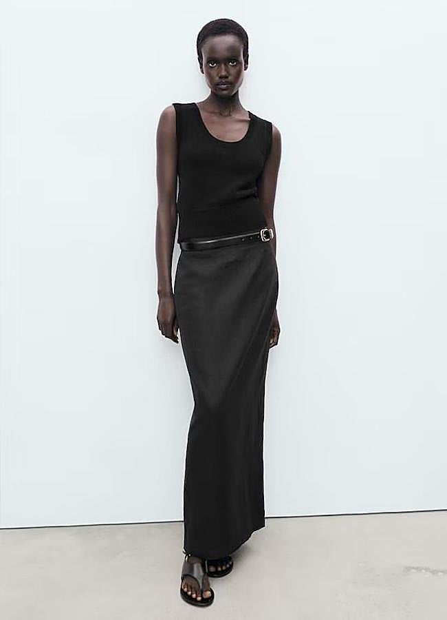 Imagen - Falda recta de lino estilo lápiz