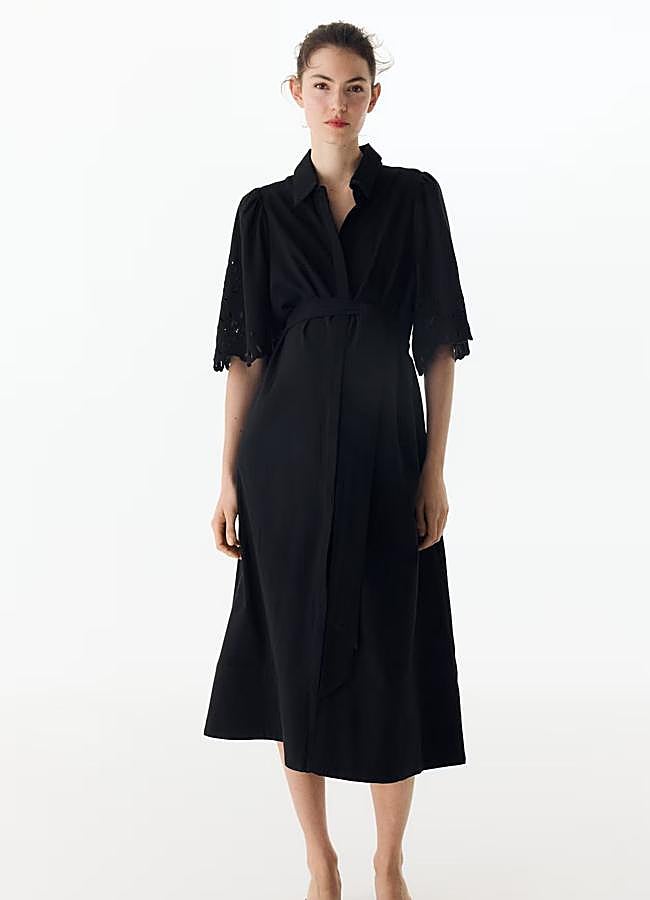 Imagen - Vestido camisero de algodón negro