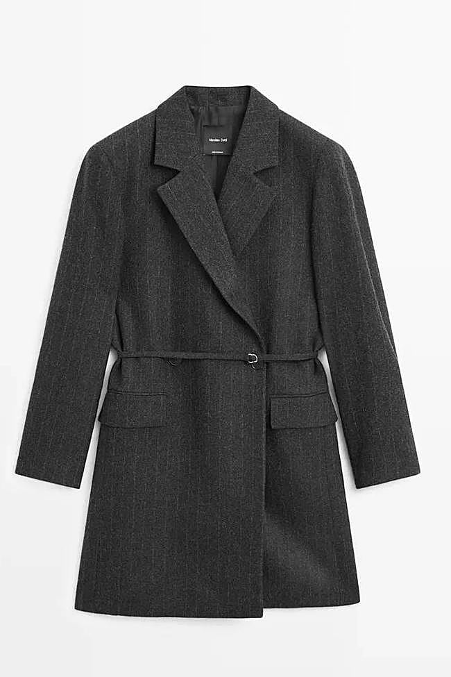 Americana larga raya mezcla lana (79,95€)